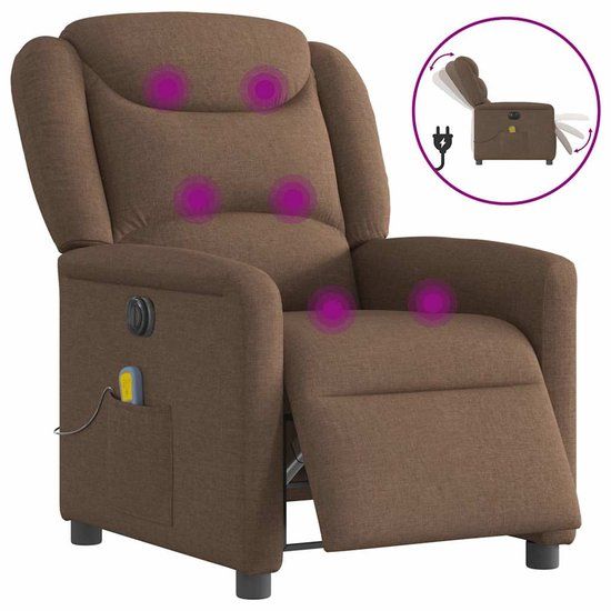 vidaXL Massagestoel elektrisch verstelbaar stof bruin