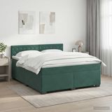 vidaXL Boxspringbed met matras, donkergroen, 140 x 200 cm, fluweel