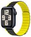 Wigento Apple Watch SE 2023 44mm: Tweekleurige magnetische siliconen band, geel