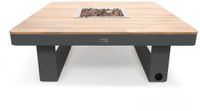 Happy Cocooning Horizon 95 - Design Gasvuurtafel Vierkant - Acaciahout & Aluminium - Smokey Anthracite - 95x95x35 cm