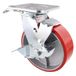 WAGNER Profi zwaarlastwiel - DIRECTION LOCK 3in1 - zwenkwiel & bokwiel, gietijzer- zilver/rood, met zacht loopvlak, 2injectoren, geremd, diameter Ø 150 mm, max. belasting 400 kg - 04011501