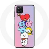Maniacase Etui voor Samsung Galaxy A12 BTS Bangtan Sonyeondan BT21 Tata Chimmy Cooky Rj Koya Mang Et Shooky Fond Rose