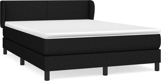 vidaXL Boxspring met matras, stof, zwart, 140x190 cm