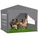 QEENTOE Tente de réception pliable, 2,5x2,5m, gris