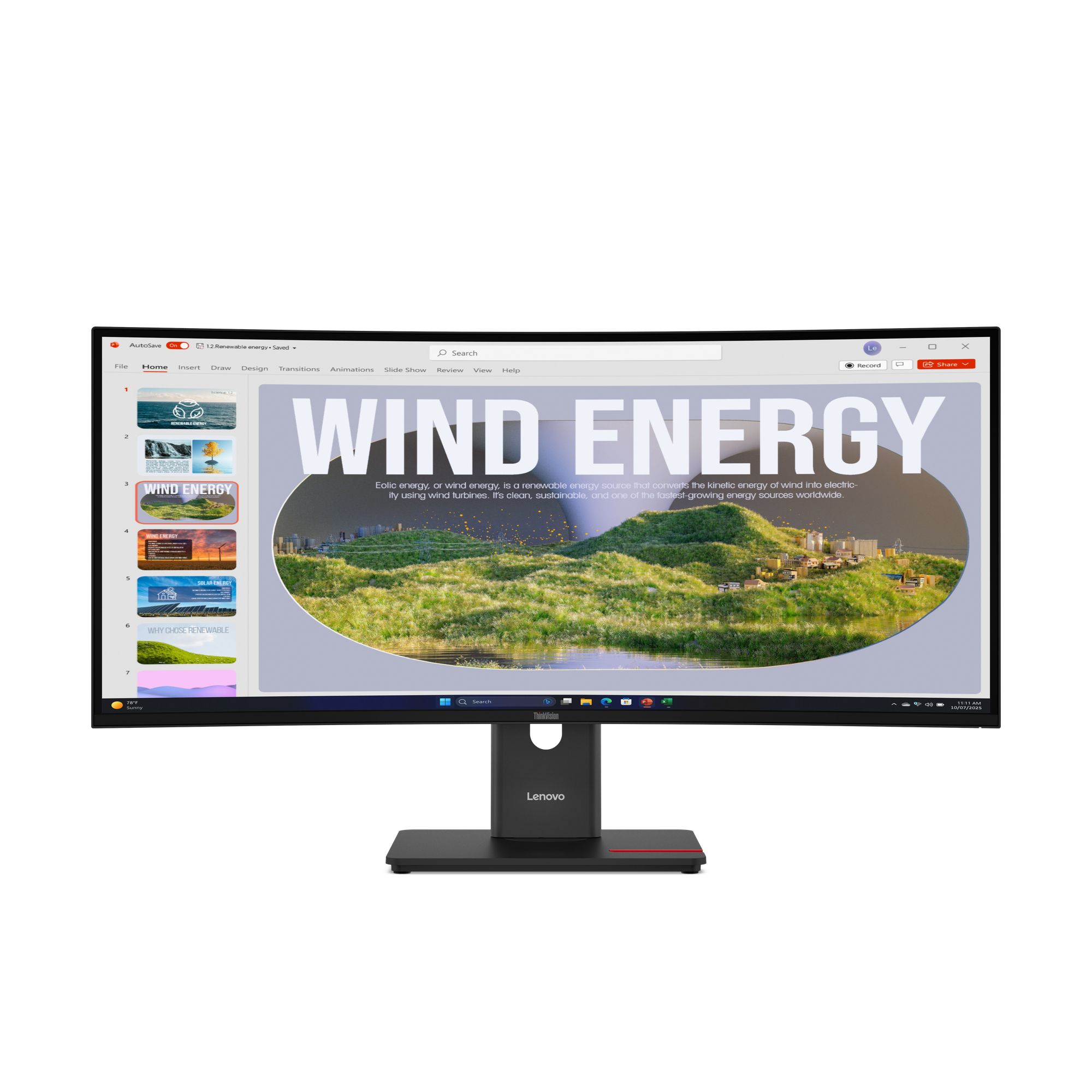 Lenovo ThinkVision T34WD-40 34 inch UWQHD USB-C Docking Gebogen-beeldscherm