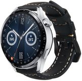 Strap-it 46mm leren band - zwart - Geschikt voor Huawei Watch GT 3 - 46mm