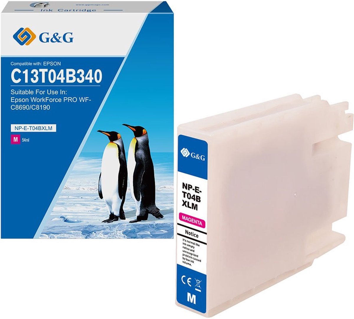G&G Huismerk Inktcartridge C13T04B340 Alternatief voor Epson T04B3 - magenta