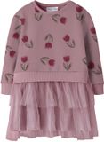 Name It meisjes sweatjurk roze met print en tule detail 128