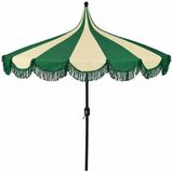 Mica Decorations Kim Striped Parasol with Carrying Bag - Pole Parasol 238 x Ø235 cm - Garden or Balcony Parasol - Polyester, Steel - Dark Green