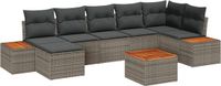 vidaXL Tuinbank Set 8-delig Grijs Polyrattan