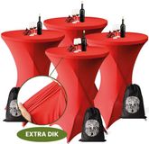 Aventara Statafelrok Rood x 4 – ∅80-85 x 110 cm inclusief Opbergtas – Statafelhoes Stretch Stof – Kras- en Vouwvrije Tafelhoezen Extra Dik – Sta Tafelrok – Statafelhoezen Voor Horeca, Evenementen, Feest, Bruiloft en Partijen