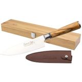 Katana Saya Olive Wood 15 cm koksmes, Japans 67-laags VG-10 Damascus roestvrij staal, handvat van natuurlijk olijfhout, keukenmes