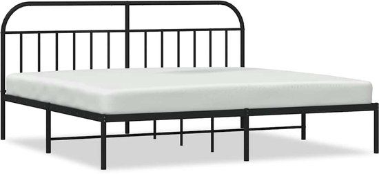 vidaXL Bedframe met hoofdbord metaal zwart 200x200 cm