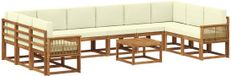 vidaXL - Ensemble de canapés - 11 pièces - Acacia massif - Naturel et crème