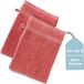 HUSH. Gant de toilette - 100% Coton - Set de 2 - Qualité lourde 500g/m² - Bordure élégante et boucle de suspension - 16x22cm - Corail