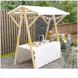 Merkloos Opvouwbare Duwkar - Marktkraam Kar - Mobiele Verkoop - Verstelbare Planken - 120x60x10 cm - Wit