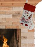 Merkloos / Sans marque Peha Kerstsok - wit met rood - polyester - H45 cm - pluche