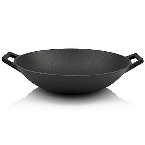 bbq-toro Gietijzeren wok Ø 35,5 cm - Wokpan, gietijzeren pan, pan - Geschikt voor inductie