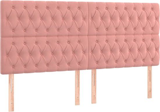 vidaXL Hoofdbord Roze Fluweel 200x7x118/128 cm