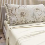PETTI Artigiani Italiani - Beddengoedset voor tweepersoonsbed van katoen met kussenslopen in digitale print, tweepersoons laken met bloemenpatroon 6 crème, 100% Made in Italy