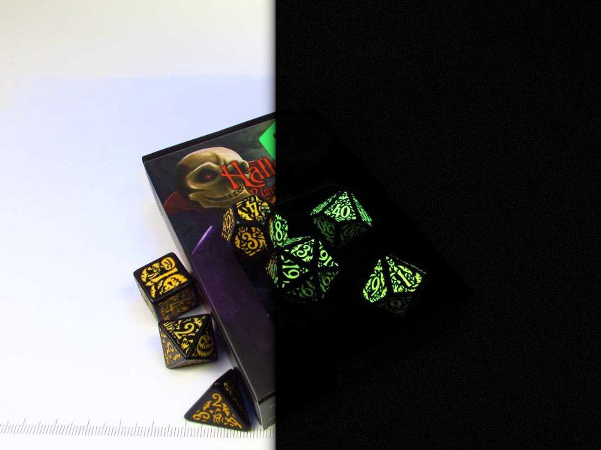 Q Workshop Halloween - Glow in the Dark polydice set - Oranje