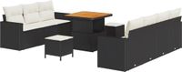 vidaXL Tuinbank - Set - 10 - st - Zwart - poly - rattan