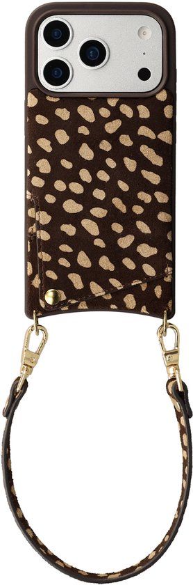 Selencia Hoesje - Geschikt voor Apple iPhone 17 Pro - Real Leather Backcover met Pashouder - Fawn Chic