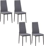 HOMCOM Eetkamerstoel Set van 4, Ribstof, 50x41x97cm, Grijs