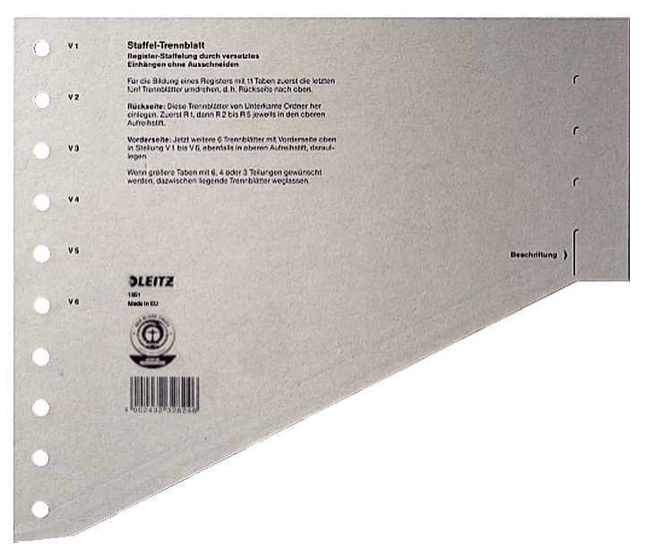 Leitz staffeltabblad karton - grijs