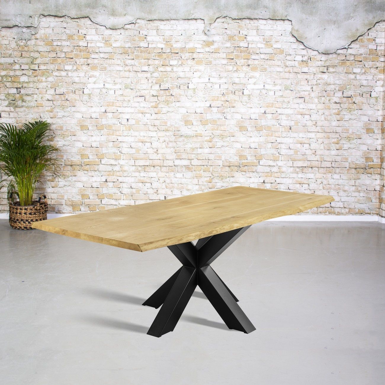 Gister&Vandaag Massief eiken boomstamtafel | 3D tafelpoot vierkant