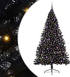 vidaXL Kunststof Voorverlichte Kerstboom met 300 LED Zwart 240 cm PVC