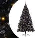 vidaXL Kunststof Voorverlichte Kerstboom met 300 LED Zwart 240 cm PVC