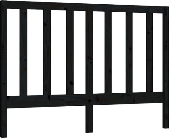 vidaXL Hoofdbord - 126x4x100 cm - Massief Grenenhout - Zwart