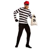 Boland - Inbreker-kostuum | Hoed, oogmasker, shirt, broek, herenkostuum, carnaval, themafeest, rover, dief