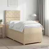 vidaXL Boxspringbed met matras Crèmekleurig 90 x 200 cm Stof