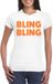 Bellatio Decorations Verkleed shirt voor dames - bling - wit - oranje glitter - carnaval/themafeest XS