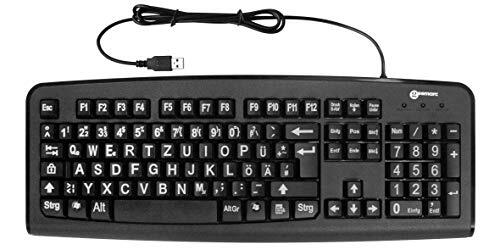 Geemarc Telecom S.A Toetsenbord met grote toetsen en extra groot lettertype (wit op zwart) met Windows XP; Vista, 7, 8, 10 compatibel (Duitse versie) - plug&play - Geemarc KBSV3_BLK_GE