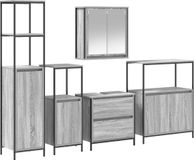 vidaXL Badkamermeubel Set 5-delig Grijs Bewerkt Hout 36 x 35 x 165 cm