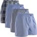 DANISH ENDURANCE Losse Boxershorts biologisch katoen Heren Ondergoed - Knoopgulp - 4-pack - Blauw/Gestreept Mix - Maat M