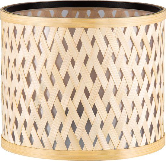 Home Sweet Home Bamboo Lampenkap - Cilindrisch - Beige - Boheemse stijl - ø20 x 17 cm - E27 fitting