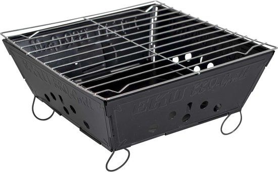 Camp-gear Barbecue - Envelop - Opvouwbaar - Houtskool - Zwart