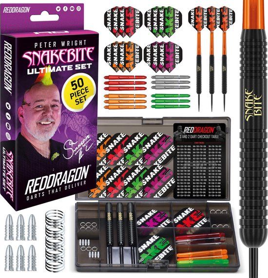 Red Dragon Peter Wright Snakebite Ultimate Steeltip Brass Dartpijlen Set - 22 gram
