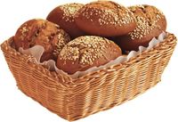Kesper Brood/fruit mandje - gevlochten kunststof - lichtbruin - rechthoek - L28 x B20 x H11 cm