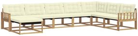 vidaXL Ensemble de canapés d'extérieur 8 pièces Blanc et crème Acacia massif