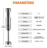 StarTech 4-in-1 staafmixer - Püreerstok voor babyvoeding - 1200W (max.) - RVS - 220V keukenmixer - Zilver