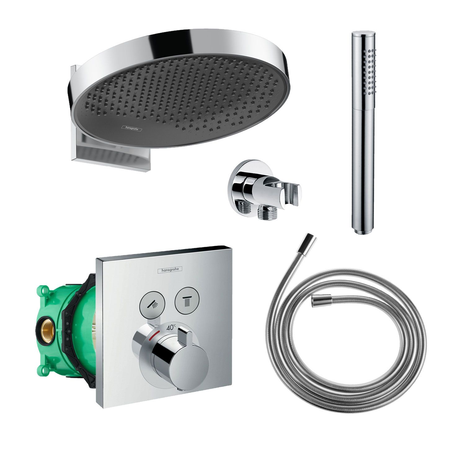 Hansgrohe Rainfinity regendoucheset met muuraansluiting PowderRain 360 chroom