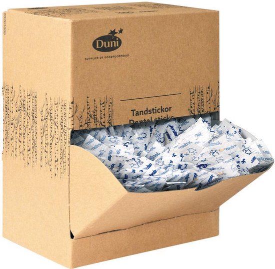 Duni houten tandenstokers, individueel verpakt, dispenser 1.000 stuks