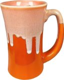 Bol Mok à café en céramique, 500 ml, fait main, céramique, grande tasse à thé pour le bureau et la maison, grande poignée, passe au micro-ondes, passe au lave-vaisselle, texture de glaçure unique (orange)