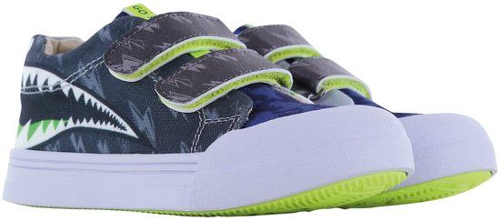 Go Banana's Shark Sneakers Kinderen Jongens Green Blue Canvas Maat 23