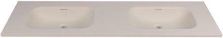 Saniclass Torino Meubelwastafel - 160.5x46x17.5cm - solid surface - 2 wasbakken - zonder kraangaten - off-white